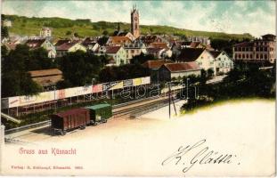 1903 Küsnacht, Bahnhof. Verlag H. Schlumpf / railway station, train