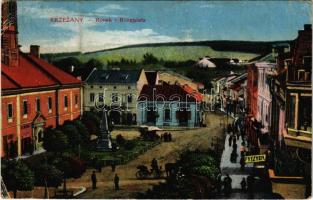 1918 Berezhany, Brzezany, Berezsani; Ryenk, Fryzyer / Ringplatz / square, hairdresser, monument (fa)