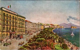 Napoli, Naples; Hotel Riviera / hotel advertisement, street view, automobile (EK)