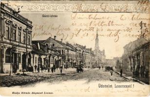 1902 Losonc, Lucenec; Gácsi utca, Szálloda a Magyar királyhoz. Kármán Zsigmond kiadása / street, hotel (EK)