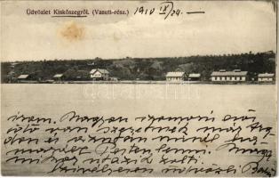 1910 Kiskőszeg, Batina (Darázs, Draz); vasútállomás, vonat. Borkovits Nándor kiadása / railway station and train (EK)