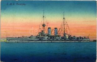 1916 SMS Radetzky az Osztrák-Magyar Haditengerészet Radetzky-osztályú csatahajója / K.u.K. Kriegsmarine / WWI Austro-Hungarian Navy Radetzky-class pre-dreadnought battleship. C. Fano 1915/16. + "K.u.K. Marinefeldpostamt" (Rb)