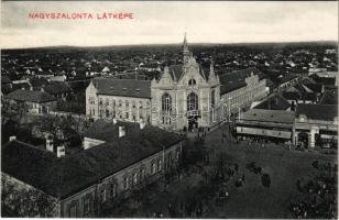 Nagyszalonta, Salonta; Fő tér, piac, üzletek, városház. Döme Károly kiadása / main square, market, shops, town hall