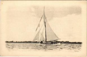 Osztrák-magyar haditengerészet matrózai vitorlás gyakorlat közben / K.u.K. Kriegsmarine Segelpraxis / WWI Austro-Hungary Navy mariners during sailing practice. No. 1908. Hipp, Hipp, Hurrah No. 1.