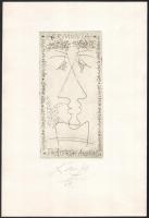 Kass János (1927-2010): Harmonia, 1998. Rézkarc, papír, jelzett. 19×9,5 cm