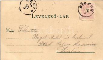 1899 (Vorläufer) Siófok, fürdőzők, étterem, park és sétány, telepi részlet. Salamon Adolf kiadása, A...