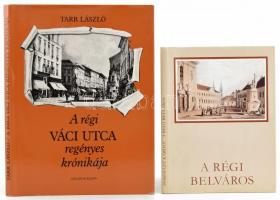 Pereházy Károly: A régi belváros. Bp., 1982, Képzőművészeti Kiadó. Bakos Margit reprodukcióival illusztrálva. Kiadói egészvászon kötés, kiadói papír védőborítóval, jó állapotban. + Tarr László: A régi Váci utca regényes krónikája. Bp., 1984, Helikon. Fekete-fehér fotókkal illusztrálva. Kiadói egészvászon kötés, kiadói papír védőborítóval, jó állapotban.