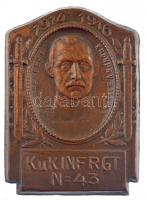 Osztrák-Magyar Monarchia 1916. K.u.K. INFRGT N 43. - Ruprecht Kronprn. Bayern bronz sapkajelvény (39x28mm) T:1- / Austro-Hungarian Monarchy 1916. K.u.K. INFRGT N 37. - Ruprecht Kronprn. Bayern bronze cap badge (39x28mm) C:AU