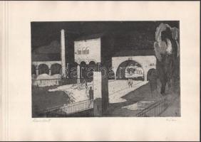 Áron Nagy Lajos (1913-1987): Romkert (Székesfehérvár). Rézkarc, papír, jelzett, 19x29,5 cm