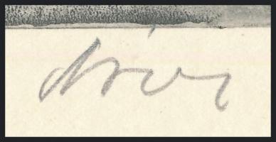 Áron Nagy Lajos (1913-1987): Nádvágók a Velencei-tónál. Rézkarc, papír, jelzett, 19,5x29,5 cm