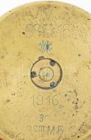 Lövegből készült gyufa tartó, jelzett, m: 10,5 cm