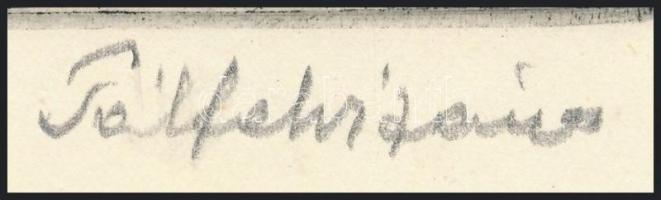 Pálfalvi János (1934-2016): Találkozás. Rézkarc, papír, jelzett, lapszéli apró foltokkal, 24,5x19 cm