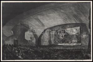 Veszprémi Endre (1925-2013): Vörösmarty Színház, Székesfehérvár. Rézkarc, papír, jelzett, 19x29 cm