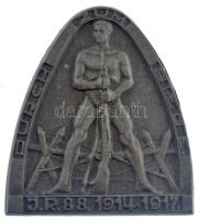 Osztrák-Magyar Monarchia 1917. Durch zum Siege - J.R. 88. 1914-1917 (A győzelemig - 88. Gyalogezred) Zn sapkajelvény (40x34mm) T:1- / Austro-Hungarian Monarchy 1917. Durch zum Siege - J.R. 88. 1914-1917 (To Siege - 88th Infantry Regiment) Zn cap badge (40x34mm) C:AU