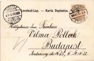 1899 (Vorläufer) Zimony, Semlin, Zemun; Fő tér, templom, gyógyszertár. Kercsevits kiadása / Hauptpla...