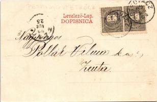 1899 (Vorläufer) Petrőc, Backi Petrovac; Fő utca, Evangélikus templom, gyógyszertár / Hlavna ulic, E...