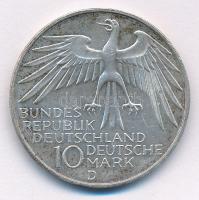 NSZK 1972D 10M Ag "Olimpia" T:1- patina German Federal Republic 1972D 10 Marks Ag "Ol...