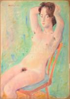 Erdei Sándor (1917-2002): Női akt. Akvarell, papír. Jelezve balra fent. Feltekerve. 96x70 cm