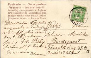 1909 Boldog Újévet! Héber nyelvű zsidó újévi üdvözlőlap rabbival. Judaika / Jewish New Year greeting...