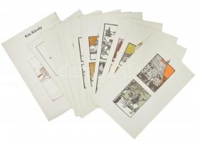 Székely András: Kós Károly. Bp., 1979, Corvina,(Offset-ny.), 12 p+12 t.. Kós Károly grafikai munkásságának bemutatása, színes illusztrált kiadvány. Magyar, angol, német és francia nyelven. Kiadói illusztrált karton mappában, hiánytalanul, volt könyvtári példány, mappa gerincén kisebb sérüléssel.