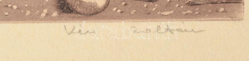 Kiss Zoltán: Népviselet, rézkarc, papír, jelzett. 18x21 cm Feltekerve