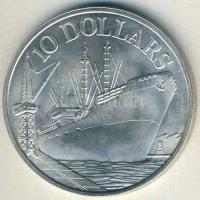 Szingapúr 1976. 10$ Ag "Hajó" T:1/2+