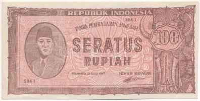 Indonézia 1947. 100R T:III Indonesia 1947. 100 Rupiah C:F Krause P#29