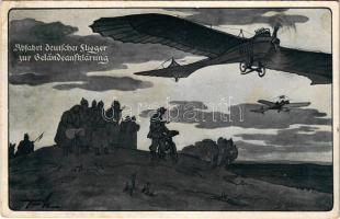 1915 Abfahrt deutscher Flieger zur Geländeanfklärung. Deutscher Luftflotten Verein / Első világháborús német katonai repülő / WWI German military aircraft