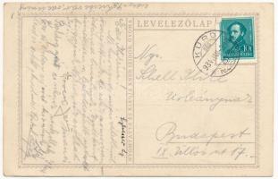 1934 Boldog Karácsonyt! Krampusz. Nyomtatta és kiadja Knerr Izidor, Gyoma / Hungarian Christmas art ...