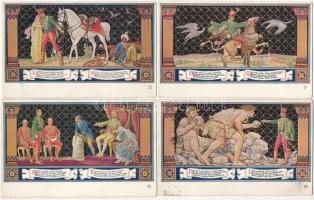 Budapest V. Egyetem utca 5. Erzsébet Királyné Szálló étterem és söröző pince, Sándor Béla falfestmén...