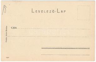 Salgótarján, zsinagóga, építkezés, vasúti sínek felől nézve. Friedler Armin kiadása