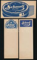 cca 1920-1930 3 db különféle Schmoll Pasta számolócédula