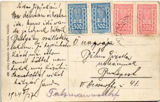 1924 Tarcsa, Tatzmannsdorf; Fő tér, Gyógyvendéglő és Kávéház. Lővy Gusztáv és testvére kiadása / Hau...