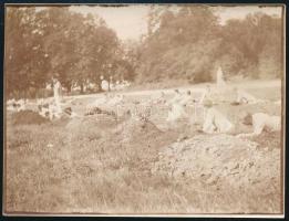 1912 A pionírok földmunkán, gyakorlat a bécsújhelyi (Wiener Neustadt) katonai akadémián, hátoldalon feliratozott fotó, jó állapotban, 8,5×11,5 cm