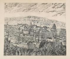 id. Imre István (1918-1983): Vár. Rézkarc, papír. Jelzett. Számozott (92/100). 49x58 cm