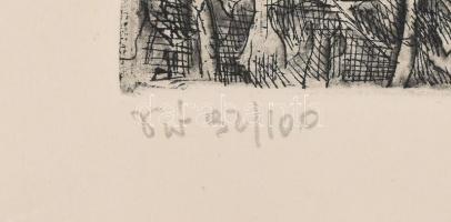 id. Imre István (1918-1983): Vár. Rézkarc, papír. Jelzett. Számozott (92/100). 49x58 cm