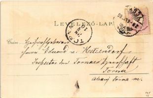 1898 (Vorläufer!) Kassa, Kosice; Kapható Mildner Ferencnél. Art Nouveau, floral, litho (fl)