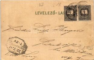 1897 (Vorläufer) Trencsén, Trencín; Fő tér, vár, vasúti híd. Gansel Lipót / main square, castle, rai...