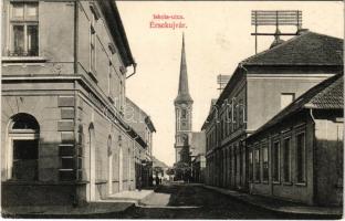 1914 Érsekújvár, Nové Zámky; Iskola utca. Schulcz Ignác kiadása / street (EK)