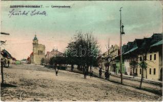 1919 Szepesszombat, Georgenberg, Spisská Sobota; Fő tér, templom. Ifj. Kirner Károly kiadása / main square, church (EK)