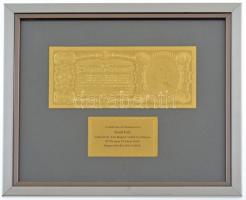 1923. 1.000.000K aranyozott, modern bankjegy replika, üvegezett keretben, tanúsítvánnyal T:I Hungary 1923. 1.000.000 Korona gold plated, modern banknote replica in glass frame with certificate C:UNC