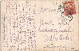 1918 Rózsahegy, Ruzomberok; Híd utca, reklámplakátok (Rózsafüred gyógyfürdő, Haas Rudolf, Vámos Sámu...