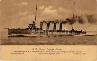 SMS Saida az Osztrák-Magyar Haditengerészet Novara-osztályú gyorscirkálója / SM Kleiner Kreuzer Saida K.u.K. Kriegsmarine / Austro-Hungarian Navy, SMS Saida light cruiser. Ernst Wiest Nachf.