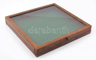 Üveg és fa tárló 45x45 cm