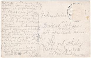 Pöstyén, Piestany; Ferenc József út, zsinagóga és evangélikus templom. Fuchs Margit kiadása / synago...