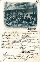 1899 (Vorläufer) K.u.K. Kriegsmarine, Mittags-Schaffen auf SMS Habsburg / SMS Habsburg, Osztrák-Magyar Haditengerészet csatahajójának matrózai ebédidőben / Austro-Hungarian Navy mariners of SMS Habsburg having lunch on deck. Fr. Schöler (Rb)