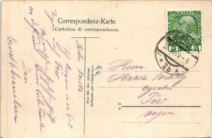 1909 Pola, Osztrák-magyar haditengerészet matrózai lőgyakorlat közben a fedélzeten, gépfegyver / K.u...