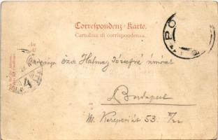 1903 Osztrák-magyar haditengerészet matrózai lőgyakorlat közben a fedélzeten, gépfegyver / K.u.k. Kr...