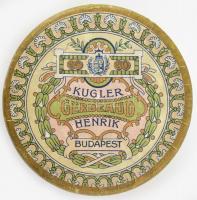 cca 1910 Kugler Henrik Gerbeaud bonbonos doboz, alumínium, papír borítással, szecessziós, szép állap...