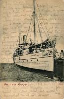 1907 Lovran, Lovrana; Molo / "LIBURNIA" egycsavaros tengeri személyszállító gőzhajó / single screw sea-going passenger steamer (fl)